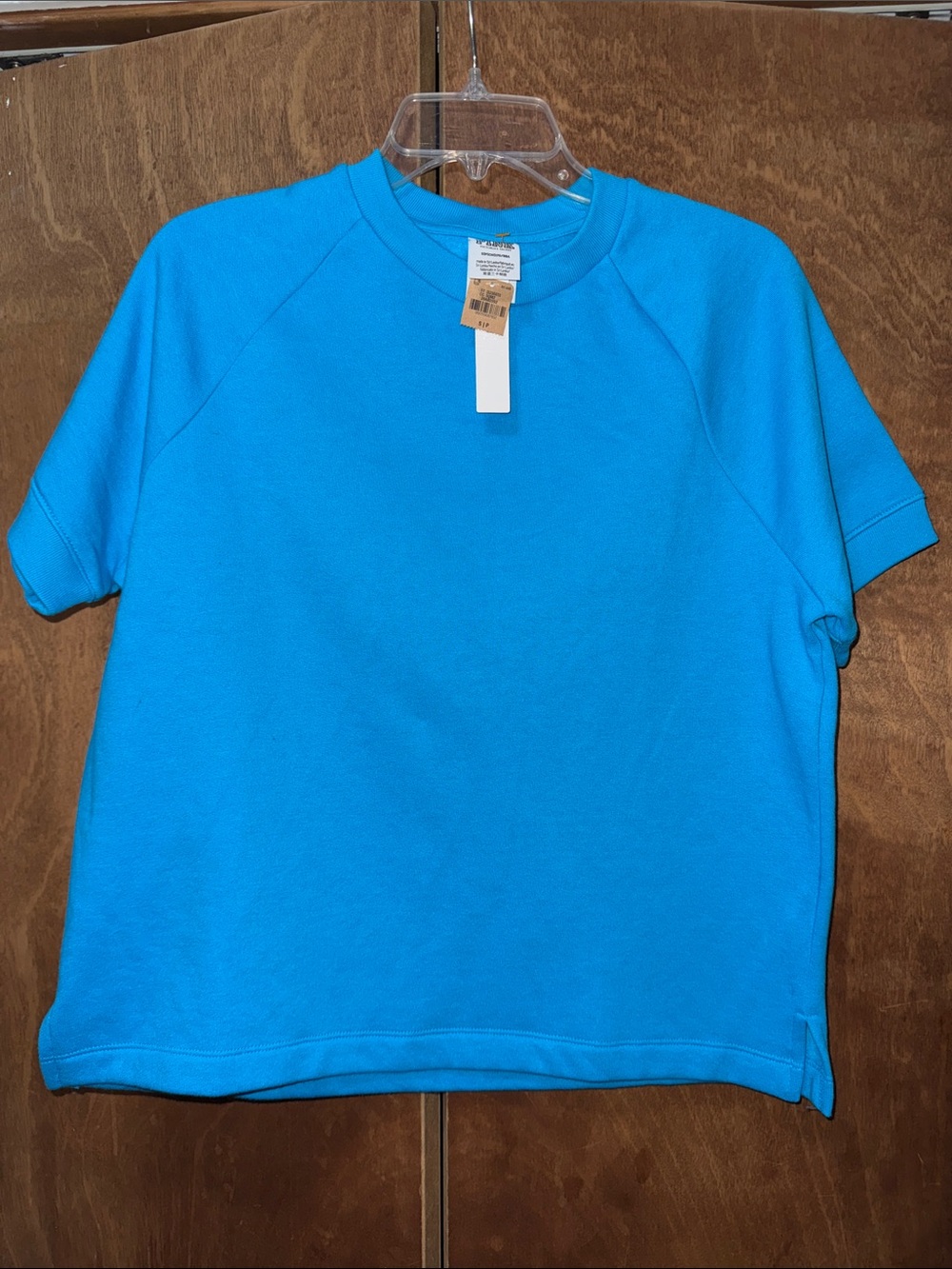 Victoria's Secret Pink Fleece Short-Sleeve Crewneck Sweatshirt- Size S in Blue